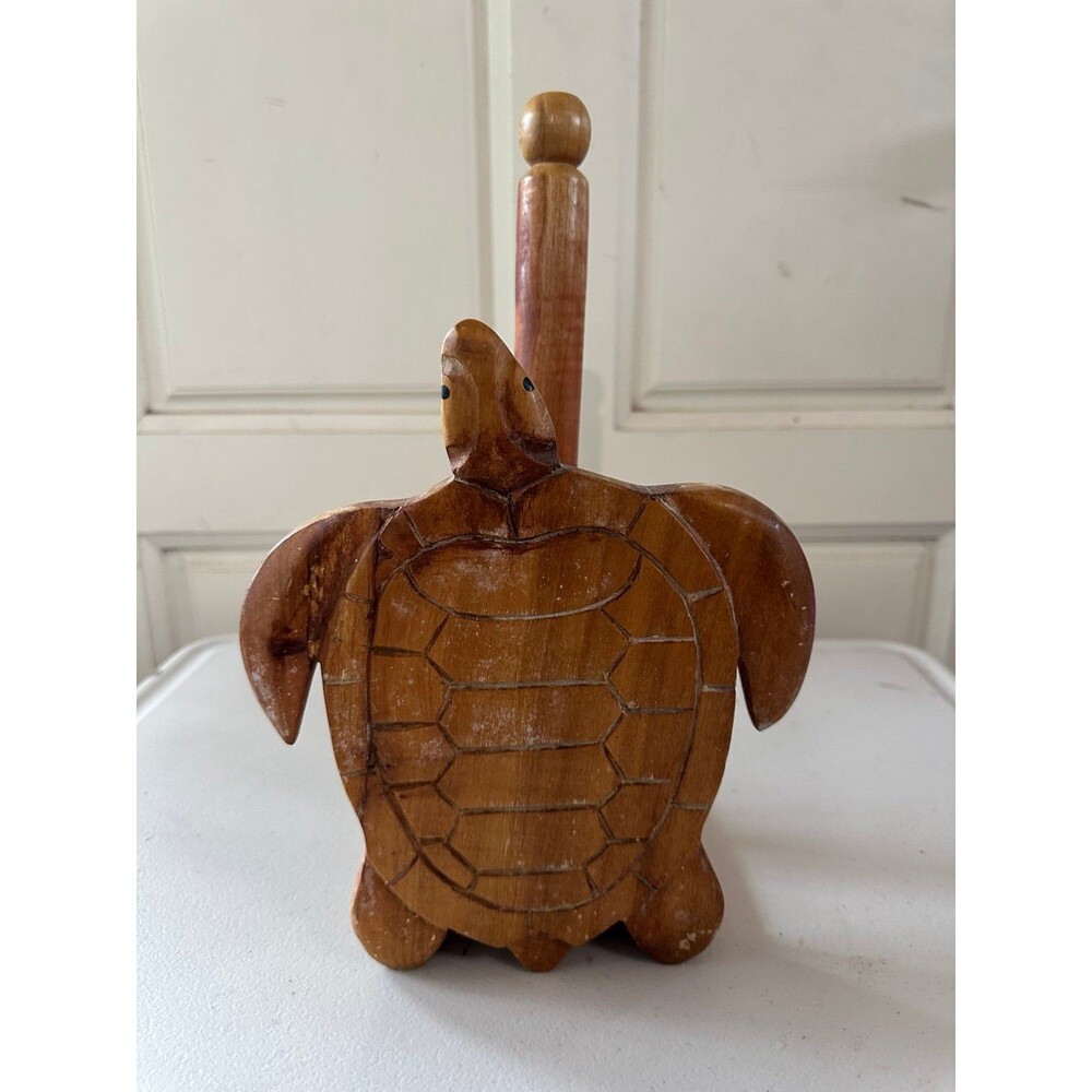 Mud Pie Coral Reef Collection Hawaiian Wood Turtle Honu Paper Towel Holder